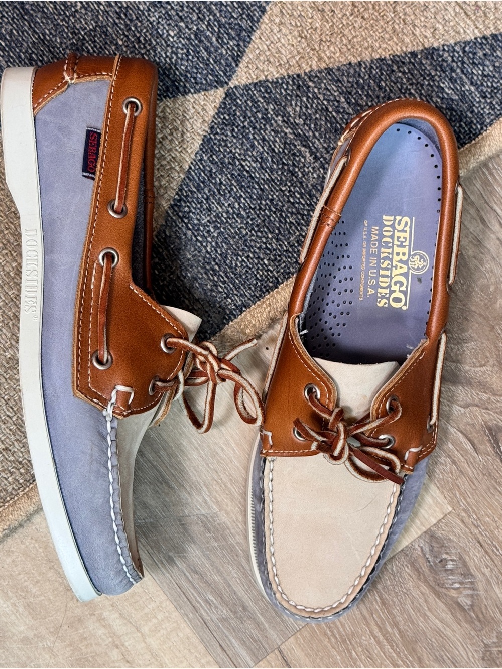 Sebago Women’s Brown, Cream & Gray Leather Boat Shoes - Picture 4 of 4